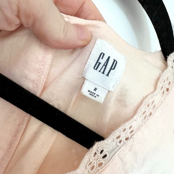 Gap Pale Pink Cotton Eyelet Midi Dress S - Picture 5 of 6